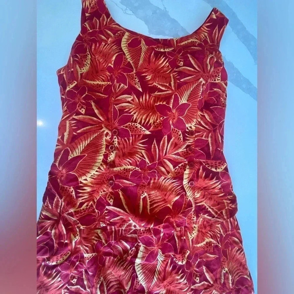 Miss Scarlet Tropical Hawaiian‎ Cruise-wear Sleeveless Slit Maxi Dress 10p EUC - Picture 9 of 12